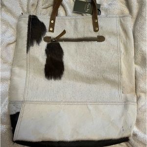 Myra black and white cowhide print bag